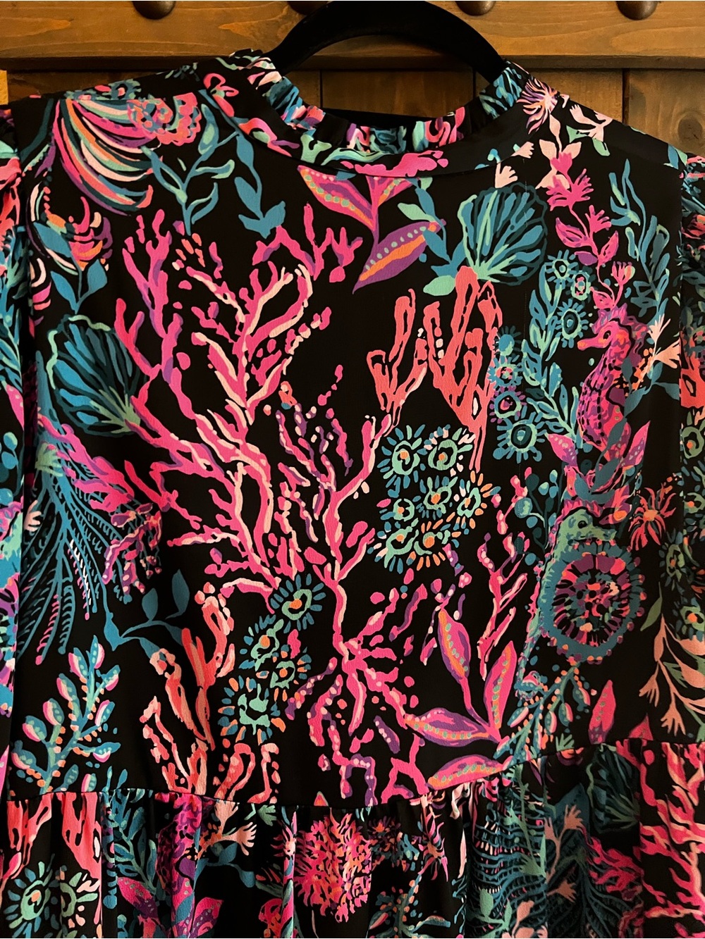 Lilly Pulitzer Black Dress with Pink & Teal Floral Print - Picture 6 of 8